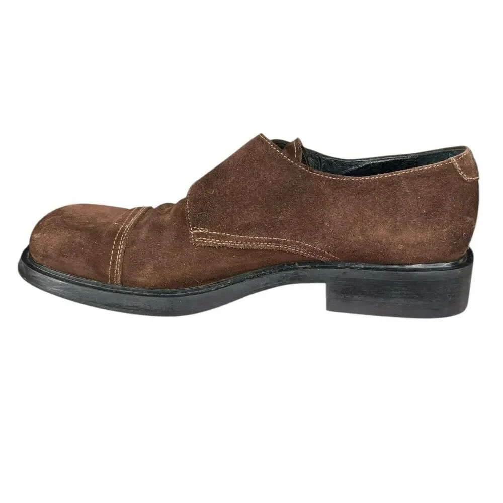 Vintage 90’s Roger Mohnani Brown Suede Monk Strap Oxfords Size 44 US 11